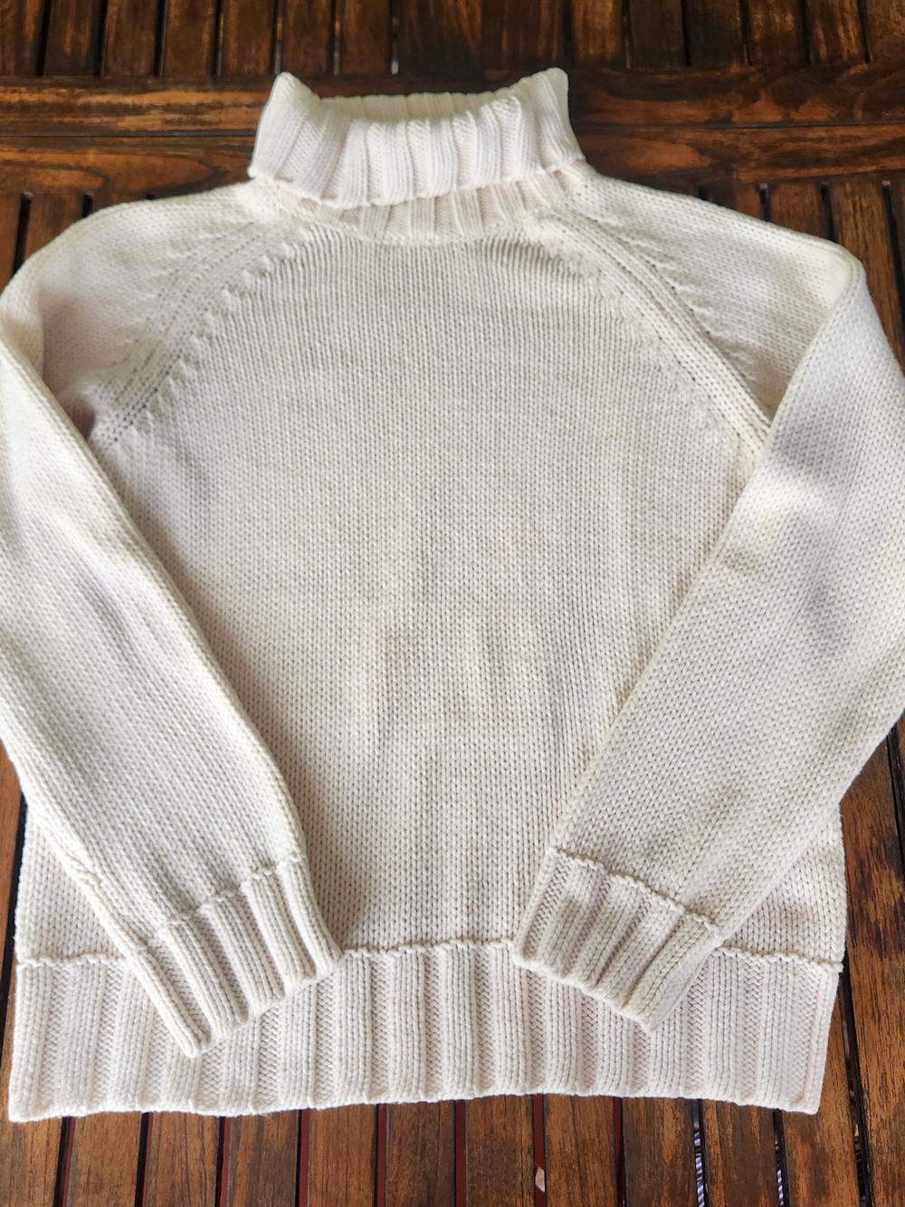 Women's Liz Claiborne Chunky Knit Cream Turtleneck Sweater Size Small Cozy